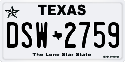 TX license plate DSW2759