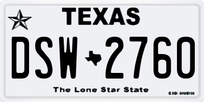 TX license plate DSW2760
