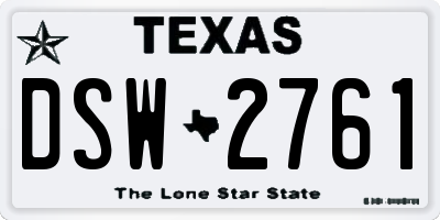 TX license plate DSW2761