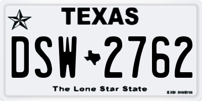 TX license plate DSW2762