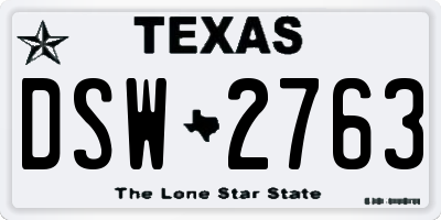 TX license plate DSW2763