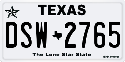 TX license plate DSW2765