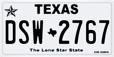 TX license plate DSW2767