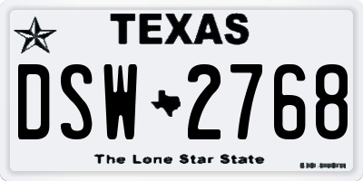 TX license plate DSW2768