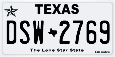 TX license plate DSW2769