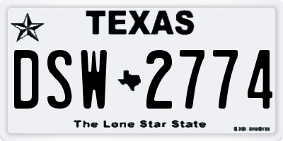 TX license plate DSW2774