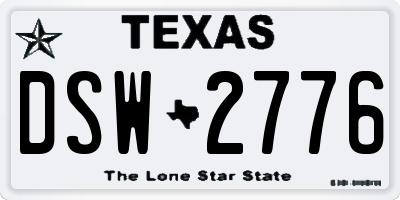 TX license plate DSW2776