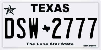 TX license plate DSW2777