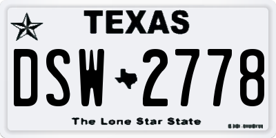 TX license plate DSW2778