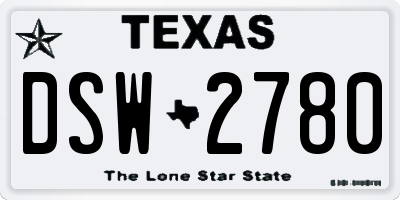 TX license plate DSW2780