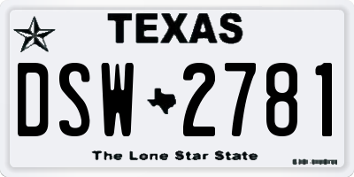 TX license plate DSW2781