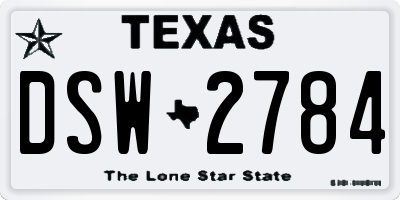 TX license plate DSW2784