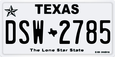 TX license plate DSW2785