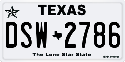 TX license plate DSW2786