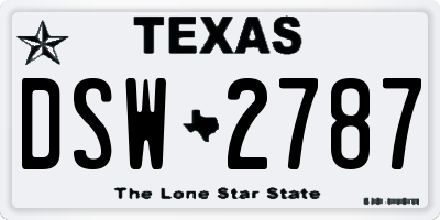 TX license plate DSW2787