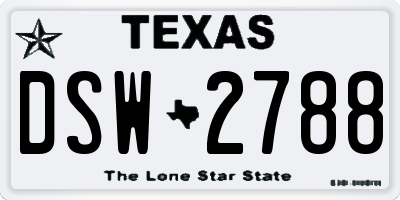 TX license plate DSW2788
