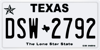 TX license plate DSW2792
