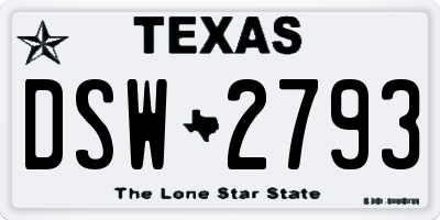 TX license plate DSW2793