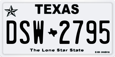 TX license plate DSW2795