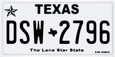 TX license plate DSW2796