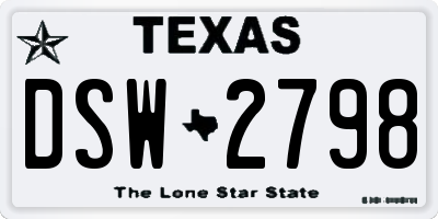 TX license plate DSW2798