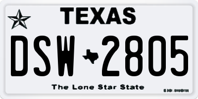 TX license plate DSW2805