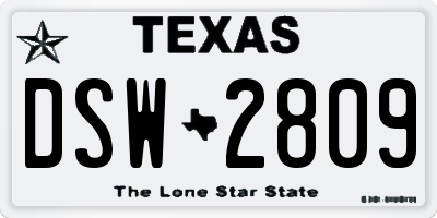 TX license plate DSW2809