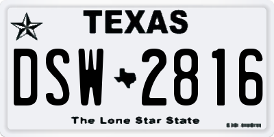 TX license plate DSW2816