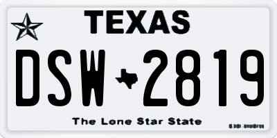 TX license plate DSW2819