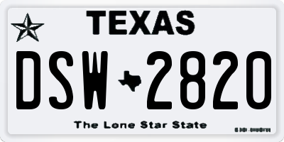 TX license plate DSW2820
