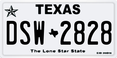 TX license plate DSW2828