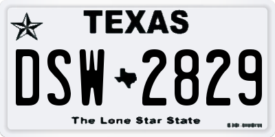 TX license plate DSW2829