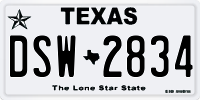 TX license plate DSW2834