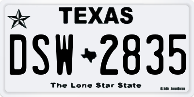 TX license plate DSW2835