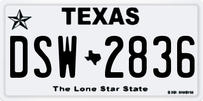 TX license plate DSW2836