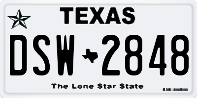 TX license plate DSW2848