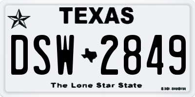 TX license plate DSW2849