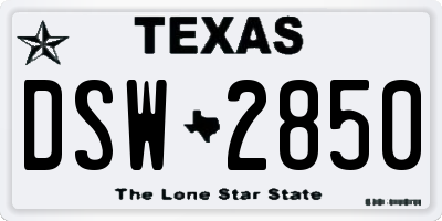 TX license plate DSW2850