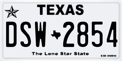 TX license plate DSW2854