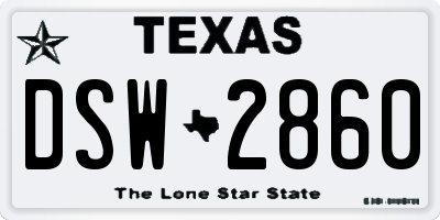 TX license plate DSW2860