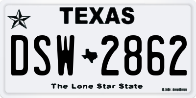 TX license plate DSW2862