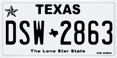 TX license plate DSW2863