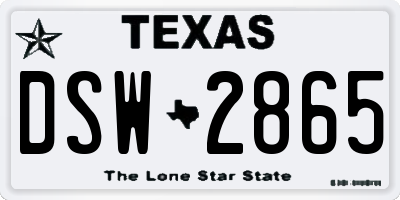 TX license plate DSW2865