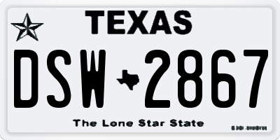 TX license plate DSW2867