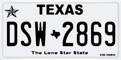 TX license plate DSW2869
