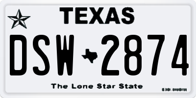 TX license plate DSW2874