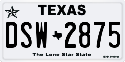 TX license plate DSW2875