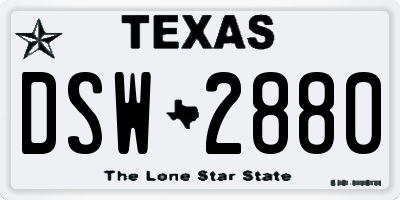 TX license plate DSW2880