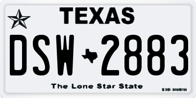 TX license plate DSW2883