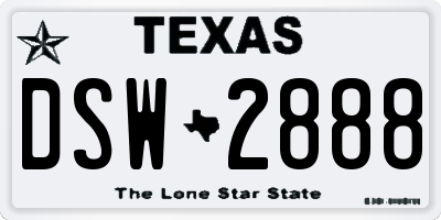 TX license plate DSW2888